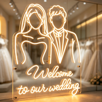 Enseigne néon LED publicitaire personnalisée pour mariage, motif mariée et marié, plaque arrière en acrylique, étanche IP65, pour mur de banquet de mariage
