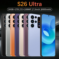 Smartphone S26 Ultra Arabie Saoudite Écran LED 7,3 pouces 90Hz Résolution HD Android 15 16 Go 1 To 108 MP 8800 mAh Deca Core 5G Double SIM