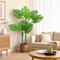 Plante artificielle réaliste Monstera Deliciosa avec pot blanc, décoration artificielle réaliste à feuilles fendues pour l'intérieur du salon