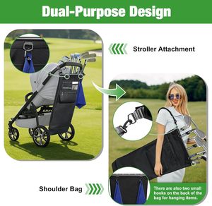 Organizer da Golf Pieghevole per Passeggino: Borsa da Golf con Tasche Laterali, Tracolla e Gancio per Asciugamano e Guanti - Product Image 3