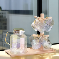 Bouilloire en verre borosilicate avec couvercle en acier inoxydable, carafe à eau et à lait, ensemble de pichets transparents en verre borosilicate, POT
