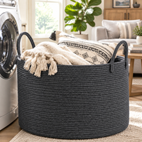 Grand panier de rangement en corde de coton avec poignées, panier à linge tissé à la main pour couvertures, jouets, vêtements, organisateur de rangement, décoration intérieure