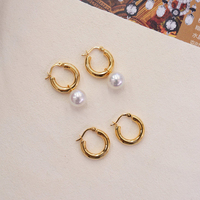 Haute qualité 18K or massif creux boucles d'oreilles créoles bijoux fins boucles d'oreilles pour les femmes pour bijoux en perles