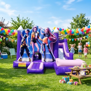 Castello Gonfiabile Commerciale in PVC a Tema K-pop con Scivolo Asciutto/Bagnato per Feste per Bambini - Product Image 1