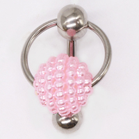Gaby 316L bijoux de Piercing de corps de organes génitboule de perle rose Dangle VCH clitoris anneau de clitoris anneau de nombril