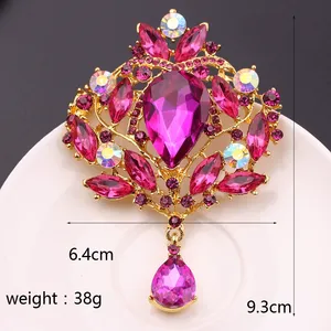 Jinyuan Jewelry – broches de broche en forme de goutte d'eau en cristal de haute qualité pour femmes ou mariage en argent/or/or Rose - Product Image 6