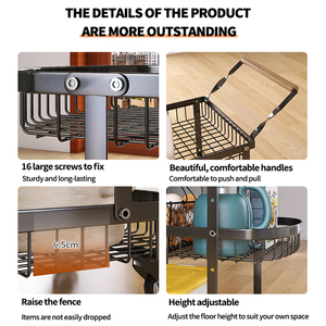 Carrello in Metallo Multifunzionale a Tre Ripiani, Stile Moderno, Portatile, Non Pieghevole, per Alimenti, Scaffale Portaoggetti, Appendiabiti da Soggiorno <span class=keywords><strong>TR</strong></span> - Product Image 5
