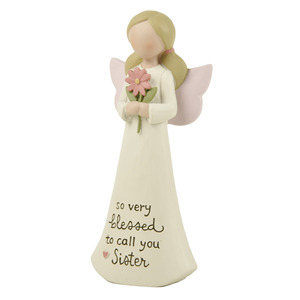 Figurine d'<span class=keywords><strong>ange</strong></span> en résine ODM en gros, peinte à la main, ailes roses, tenant une fleur, inspirationnelle, pour la décoration d'étagères à la maison, cadeau pour les fêtes - Product Image 2