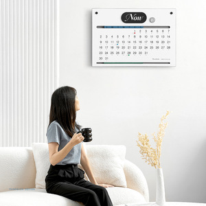 Minimalist Perpetual Calendar Wall <b>Hanging</b> Rectangle Beige Home Decor - Product Image 2