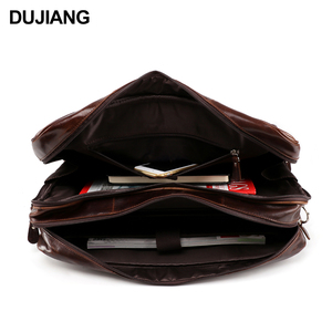 DUJIANG Fashion Vintage Business Shoulder Bag Retro Crossbody Cowhide Genuine Leather Custom <strong>Briefcase</strong> for Men - Product Image 3