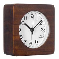 Horloge de bureau moderne en bois rond avec lumière nocturne et fonction de répétition