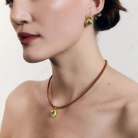 Parure de bijoux personnalisée en acier inoxydable 316L, motif crabe, étanche, hypoallergénique, collier PVD, collier à corde, boucles d'oreilles clous