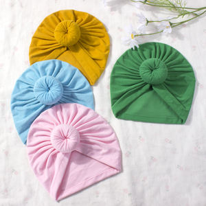 Nuevos productos para bebés europeos y americanos, sombrero turbante para niños, sombrero indio anudado de Color sólido para bebés - Product Image 4