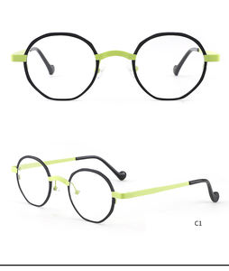 إطار معدني عالي الجودة للنظارات مستدير أزرق يمنع الضوء إطار نظارات بصرية للجنسين إطار نظارات فاخر عصري - Product Image 3