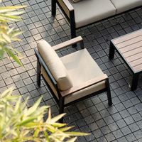 Ensemble de canapés de jardin modernes et minimalistes en gros pour hôtels, mobilier d'extérieur, table basse en aluminium et poly-bois pour patio
