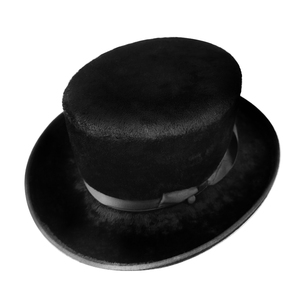 Sombrero de Copa Clásico con Piel Sintética <span class=keywords><strong>y</strong></span> Acabado de Terciopelo, Elegante Sombrero de Disfraz Formal para Bodas, Fiestas <span class=keywords><strong>y</strong></span> Actuaciones Escénicas - Product Image 1