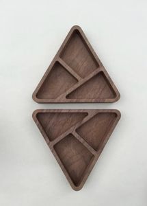 Triangle attraper tout plateau bois petit plateau à bijoux porte-bibelot en bois anneau plat - Product Image 3