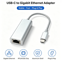 Adaptateur Ethernet USB-C Gigabit 1000 Mbps RJ45 avec puce RTL8153E, dongle LAN tressé en aluminium pour ordinateur portable, iPad, MacBook, 100 % OEM