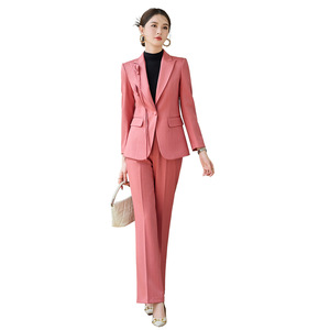 Women's Purple Suit Set Striped Anti-Wrinkle Polyester Casual Workwear - Product Image 5