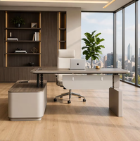 Bureau de direction moderne en L, en bois, réglable en hauteur, pour usage commercial, avec rangement, design élégant et durable
