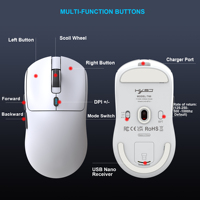 Kedatangan Baru HXSJ T68 1000Hz Tri Mode Mouse Game 3D Ringan 500mAh Dapat Diisi Ulang 12000DPI Dapat Disesuaikan USB Optik Kanan