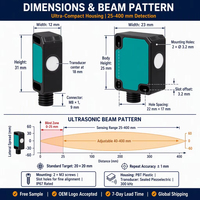 Sensor de Detección Directa Ultrasónico UB100-F77-E2-V31, Salida PNP de 24 V CC, IP67 para Automatización Industrial, CE RoHS