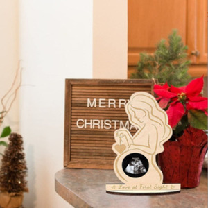 Cadre photo en bois « Amour à la première vue » pour échographie – Présentoir de silhouette de maman enceinte et souvenir d'échographie de bébé – Décoration de table - Product Image 4