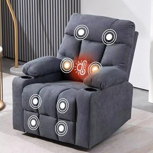 Poltrona Massaggiante Moderna per Adulti con 2 Portabicchieri, <span class=keywords><strong>Porta</strong></span> di Ricarica, Rivestimento in Tessuto Morbido, Telaio in Metallo, Cintura Girevole e <span class=keywords><strong>Telecomando</strong></span> - Product Image 2