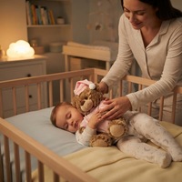 Pyjama en peluche pour bébé en forme d'ours endormi, ours en peluche personnalisé avec rembourrage en polyester et coton PP