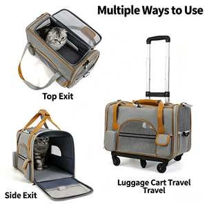 Nouveau Sac de Transport <span class=keywords><strong>pour</strong></span> Animaux 2026 avec Roues Détachables, Homologué Avion, Pliable, <span class=keywords><strong>pour</strong></span> Chats et Chiens, avec Poignée Télescopique et Bandoulière - Product Image 2