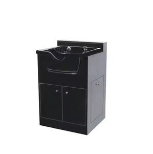 Silla de cama con champú para salón de belleza negra contemporánea Silla de lavado de pelo de cuero sintético - Product Image 1