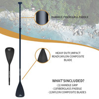 Vente en gros de 3 pièces de planche à pagaie gonflable SUP Ensemble d'ailerons Construction en fibre de verre aluminium carbone Longueur réglable 165-205cm Lacs