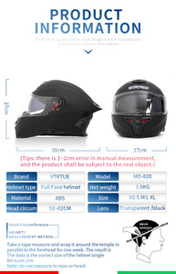 Casque de moto intégral certifié ECE2206 DOT, tailles S/M/L/XL, avec double visière, matériau ABS, pour karting et course - Product Image 4
