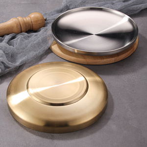 304 Acier Inoxydable Ménage Double Dîner Assiette Ronde Fond Plat, Double Couche Ronde Dessert Plat Assiette Plat Grill BBQ - Product Image 3