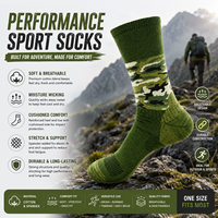 Chaussettes de sport tactiques camouflage à cheville, confort rembourré, talon et bout renforcés, maille respirante, durables, antibactériennes
