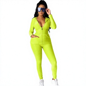 Conjuntos Deportivos Vintage Transpirables para Mujer, Otoño, Spandex/Algodón, Chaqueta Deportiva, Pantalones Largos, Cuello con Botones Laterales - Product Image 4