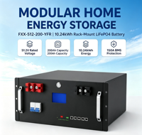 Batería LiFePO4 de 51.2V 200Ah 10.24kWh para Montaje en Rack, con BMS de 150A Integrado, 6000 Ciclos, Comunicación CAN RS485 RS232