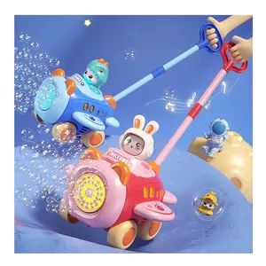 ITTL Plastic Toy Hand Push Plane Bubble Machine Music And Light 250ml Bubbling Gun