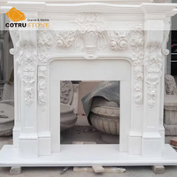 Cheminée en pierre naturelle polie moderne pour salon de villa, insert en marbre blanc sculpté haut de gamme