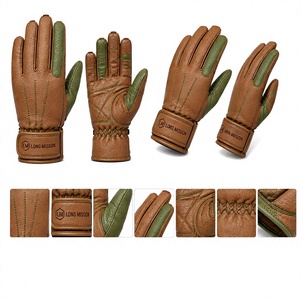 Long Mission Leather Motorcycle <b>Gloves</b> Wrist Length Unlined Breathable Plain Eco-Friendly Touchscreen Four Seasons Outdoor - Product Image 3