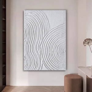 Opera d'Arte per Progetti Alberghieri Direttamente dalla Fabbrica, Grande Quadro in Cristallo 3D Beige con Texture, Decorazione Classica Neutra per la Casa con Cornice Nera - Product Image 2