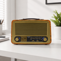 Radio rétro en bois 4 bandes FM AM SW1 SW2 avec lecteur MP3 BT USB TF, haut-parleur grand écran rechargeable, personnalisable OEM, certifié CE