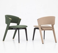 Chaises de salle à manger modernes en cuir Chaise de salle à manger en acier inoxydable brossé avec bras Chaise de salle à manger