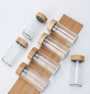 Barattoli in Vetro per Spezie con Coperchio in Bambù, Contenitori Vuoti da 3.5oz per <span class=keywords><strong>Erbe</strong></span> e Condimenti - Product Image 5