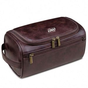 Personalized Men's Travel Toiletry Bag - Large PU Leather Dopp <b>Kit</b> Custom Name Gift for Husband, Boyfriend, Dad - Product Image 2