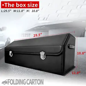 Car Storage Box 30 Inches Leather Collapsible Car Trunk Organizer With Lid And Storage For SUV Van Grocery Camping