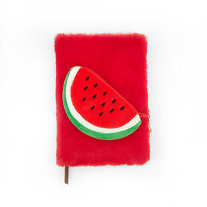 Cahier de fruits en peluche de dessin animé Kawaii pour enfants Cahier à fourrure Agenda quotidien Planificateur Journal <span class=keywords><strong>Livre</strong></span> avec porte-monnaie Cadeau d'anniversaire - Product Image 6