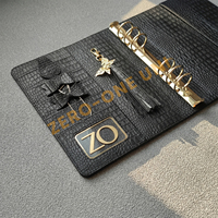 Classeur à anneaux personnalisé en cuir synthétique synthétique A5 large couverture de carnet de notes abricot crocodile multipocket fermeture éclair latérale grand