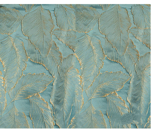 Vải thiết kế kết cấu ba chiều Retro cao cấp của Pháp với lá màu xanh lam và sợi chỉ vàng - Product Image 6