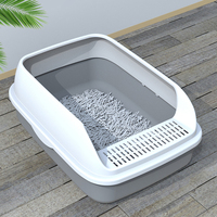 Nouvelle conception Bac à litière pour chat en plastique PP semi-fermé, grande capacité 20L 35L, épais, amovible, facile à nettoyer, avec protection anti-éclaboussures